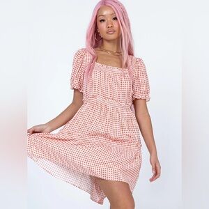 New with tags Princess Polly lux mini dress orange gingham